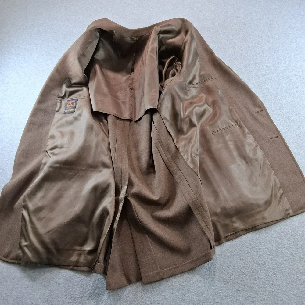 Palm Beach Blazer Mens 48L Brown Classic Gold Button Sport Coat Single Vent